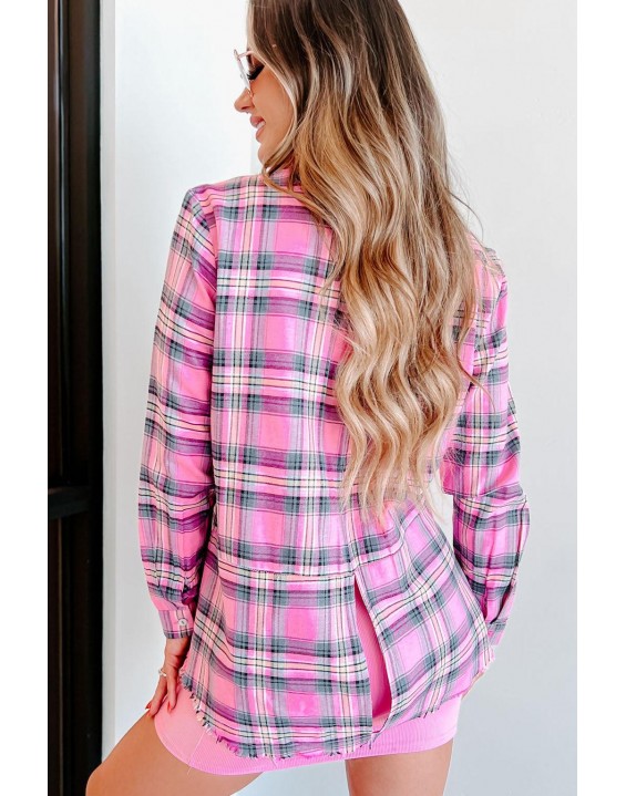 Long Sleeve Button-Up Top (Pink)