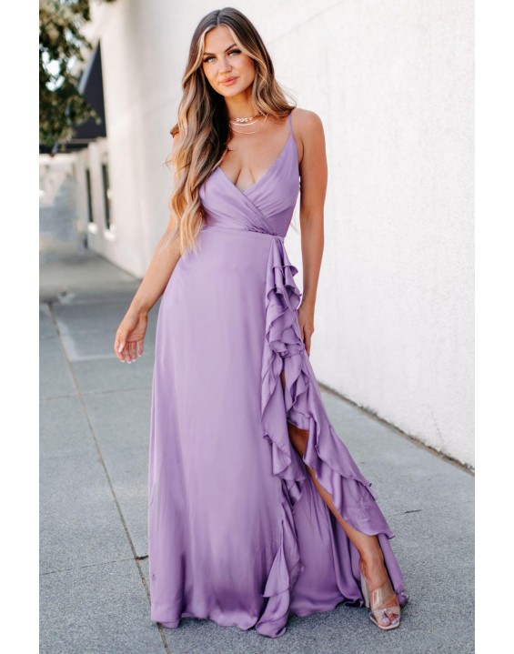 Away Ruffle Maxi Dress (Purple)