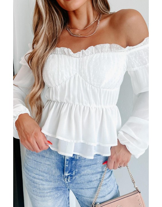 Beauty  The Shoulder Peplum Top (Ivory)