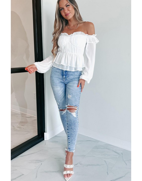 Beauty  The Shoulder Peplum Top (Ivory)