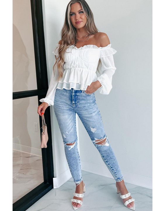 Beauty  The Shoulder Peplum Top (Ivory)