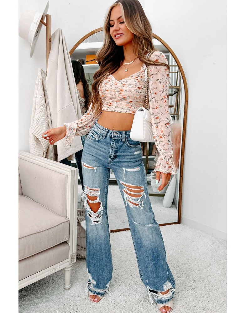 Just Joking Around High Rise Flying Monkey Distressed 90's Flare Jeans ·  NanaMacs