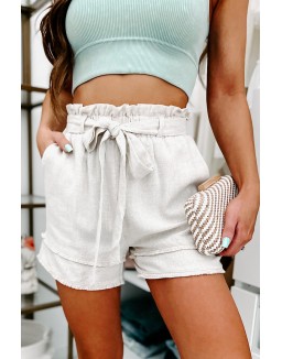 Last High Waist Linen Paperbag Shorts (Natural)