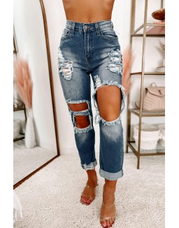 High Rise Distressed Mom Jeans (Medium)