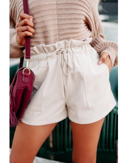 Admire Faux Leather Shorts (Beige)