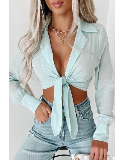 Mimosas Rhinestone Embellished Tie-Front Top (Mint)