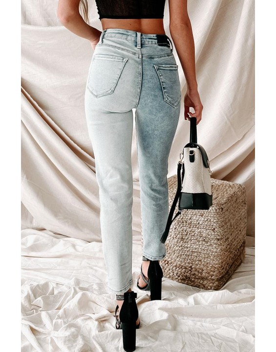 Anything Two-Tone High Rise Risen Jeans (Light bo)