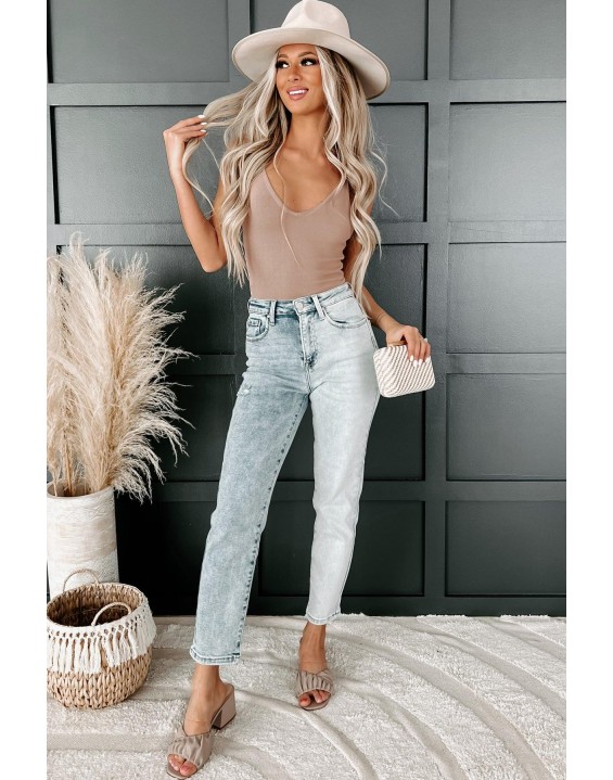 Anything Two-Tone High Rise Risen Jeans (Light bo)