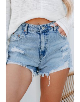 Distressed High Rise Shorts (Light)