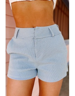 Knit Rhinestone Shorts (Blue)