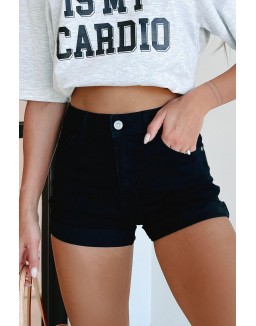 Like All The Time Non-Distressed Cuffed Shorts (Black)