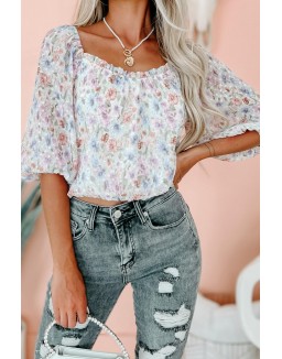 Perfection Floral Swiss Dot Top (Mint Floral)