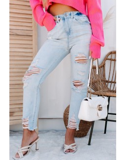 It High Rise Distressed Mom Jeans (Light)