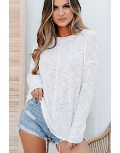 Darlin' Textured Knit Long Sleeve Top ( White)
