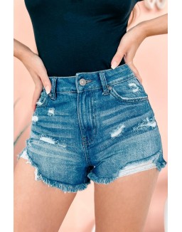 High Rise Distressed Mom Shorts (Dark)