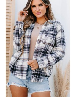 Energetic Plaid Flannel Top (Black)