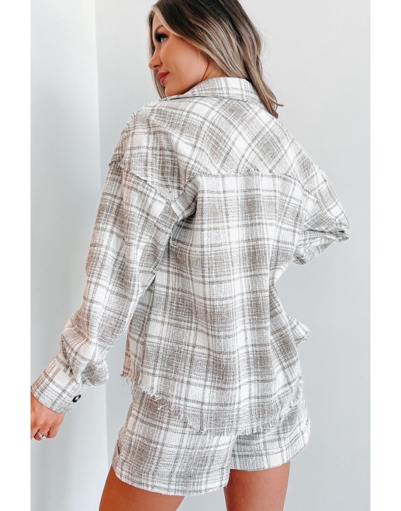 Everything Linen Plaid Two-Piece Set (Taupe)